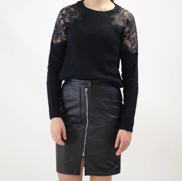 Faux Leather Zip Up Skirt - Picture 3 of 7